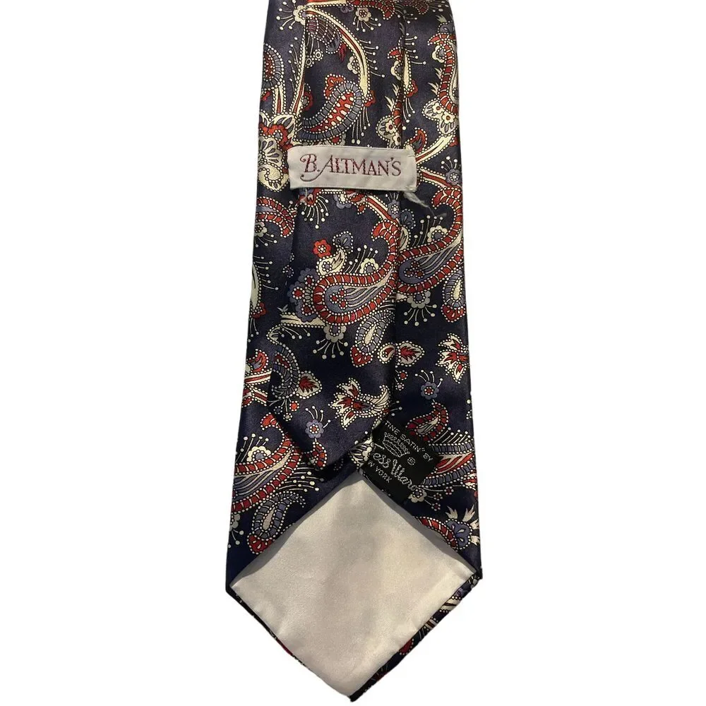 B. Altman's Elegant Navy Paisley Silk Tie -‎ Classic Pattern Z-14